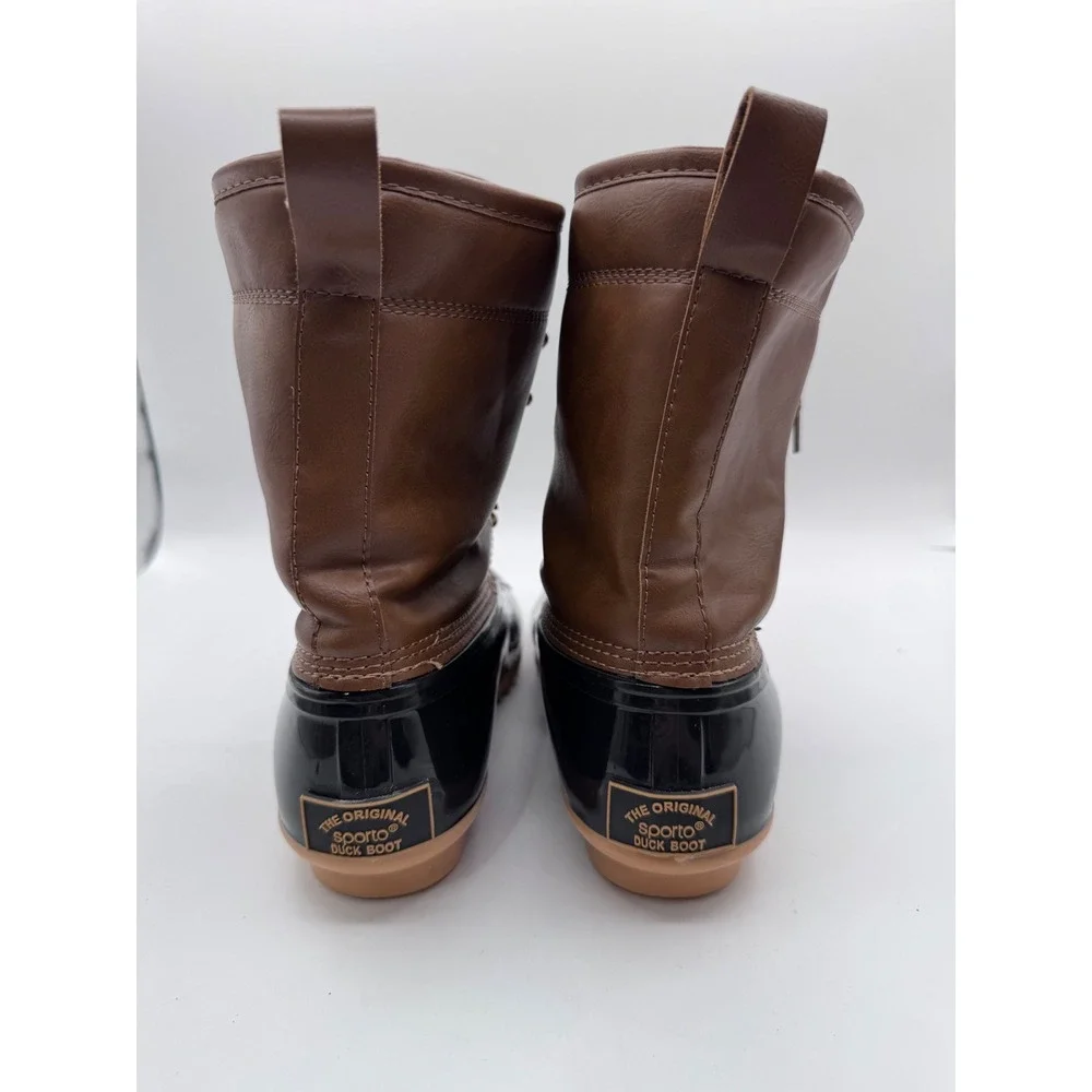 Sporto 8M Black Brown Duck Boots Women Ariel Lace Up Winter‎ Rain